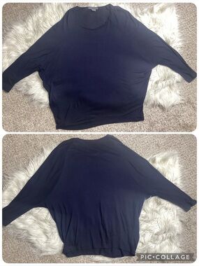 Vince Navy Dolman Sleeve Lightweight Top Med